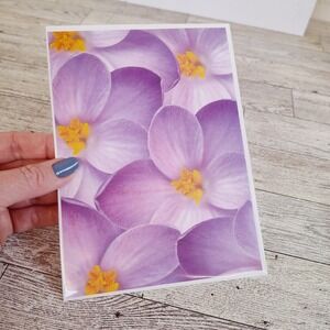 Floral Greeting Card Blank‎ Note Card Purple Flower Stationery Gift Any Occasion
